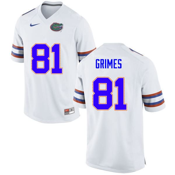 NCAA Florida Gators Trevon Grimes Men's #81 Nike White Stitched Authentic College Football Jersey VNP7564JI